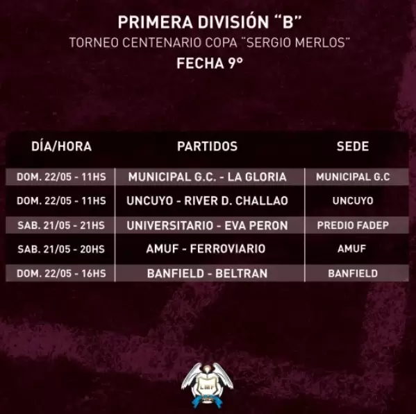programacion fecha 9 primera b