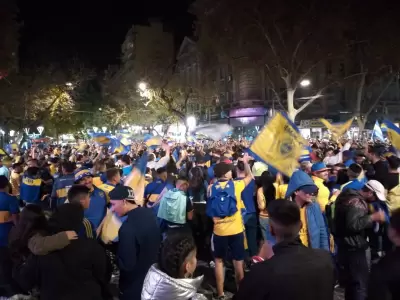 Festejo hinchas de Boca en Mendoza