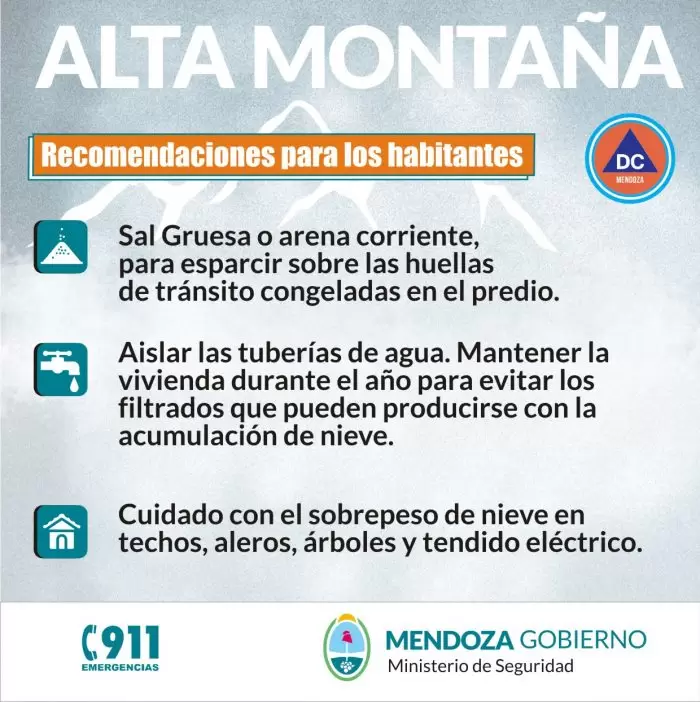Recomendaciones para pobladores en Alta Montaa