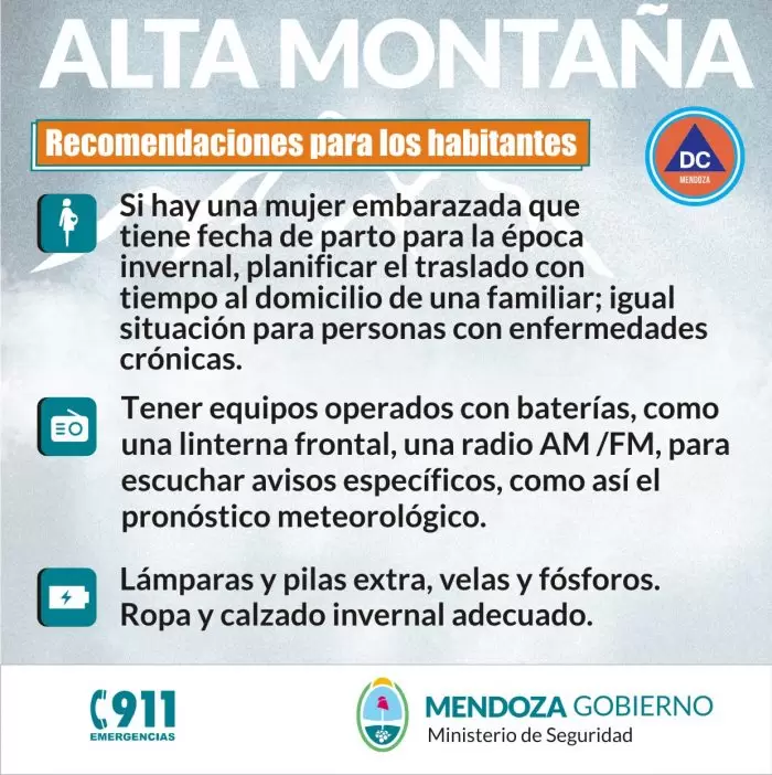 Recomendaciones para pobladores en Alta Montaa