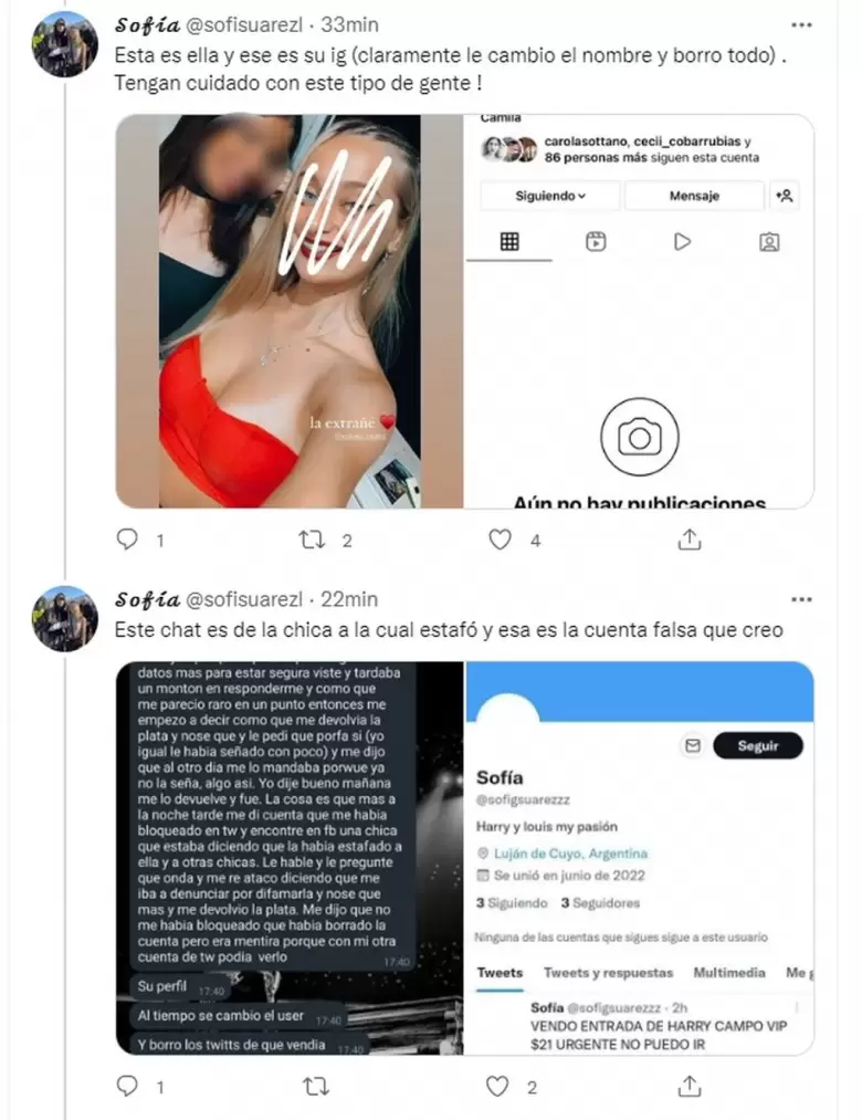 La denuncia de Sof�a Su�rez contra una "amiga" que us� su nombre y fotos para estafar gente