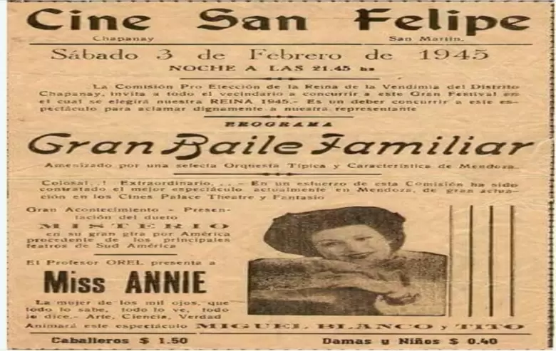 cartelera cine san felipe, ano 1945.