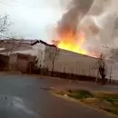 Voraz incendio de galpones en Cuadro Nacional