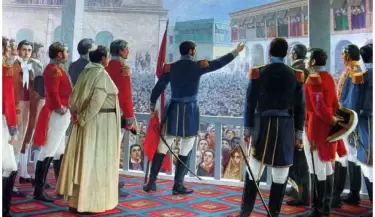 ilustraci�n proclama la independencia de Per�