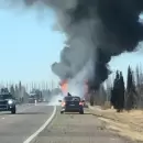 Imágenes: un camión se quemó por completo en San Rafael