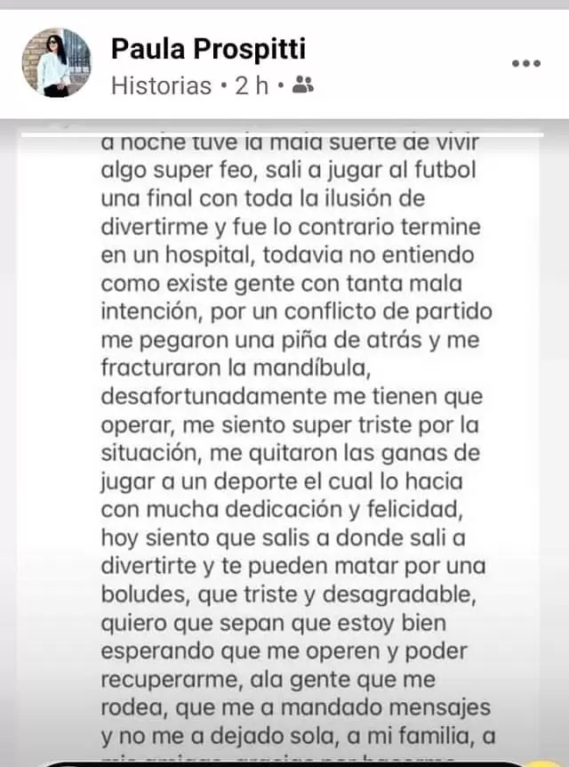 Posteo de Paula Prospittti