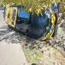 Taxi sufrió espectacular vuelco en zona urbana de San Rafael