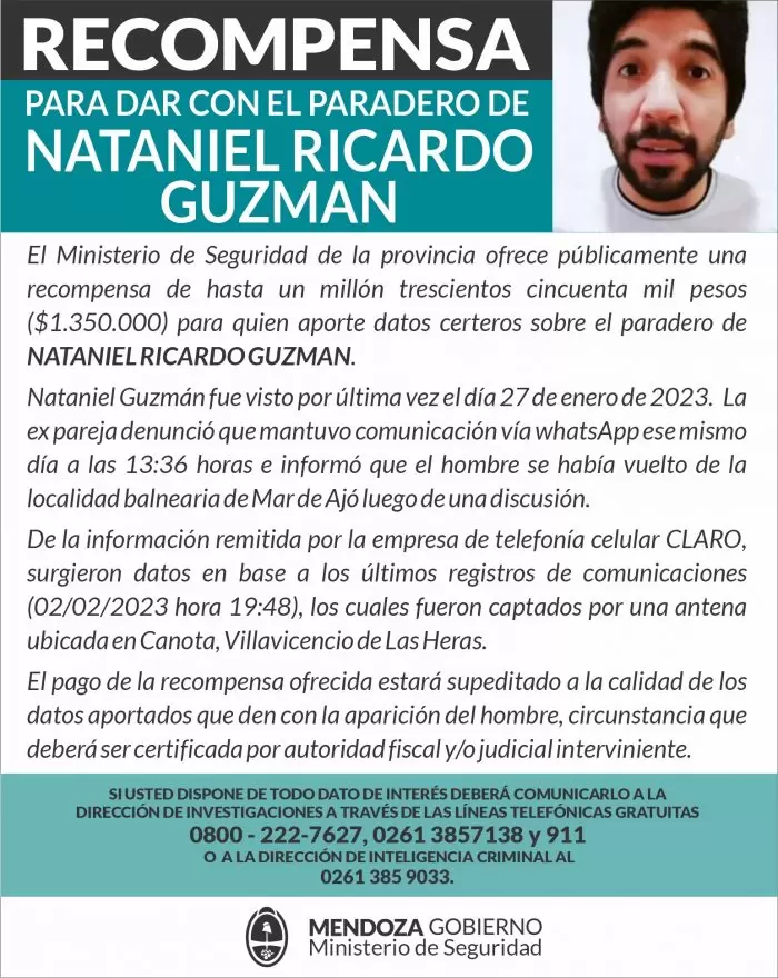 Nataniel Guzmán recompensa