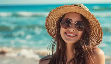 mujer playa turismo