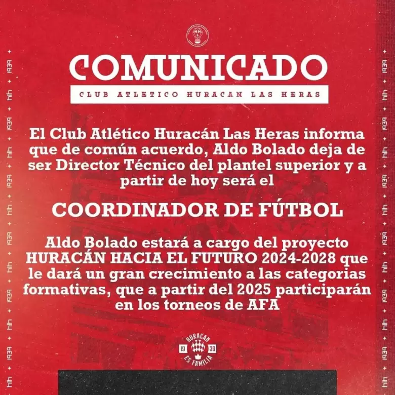 comunicado huracán las heras
