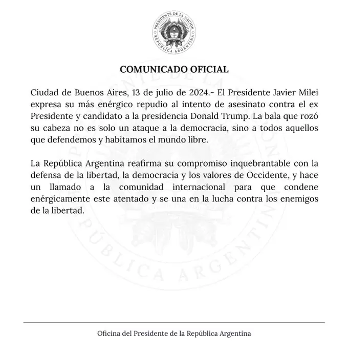 comunicado milei trump