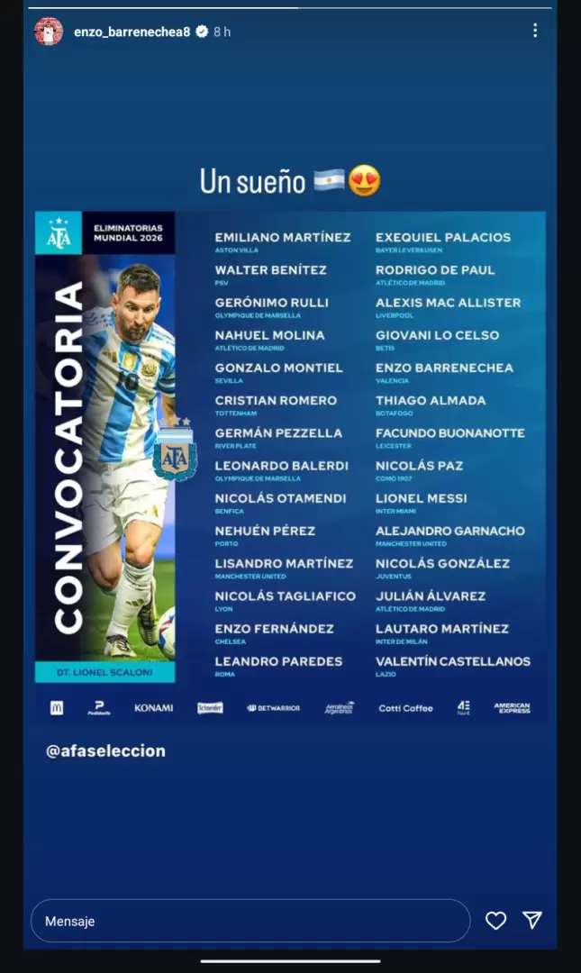 Historia de Enzo contento por su convocatoria en
