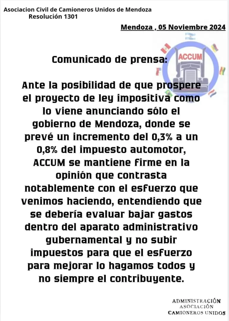 Comunicado de ACCUM