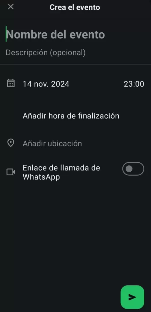 Crear evento en Whatsapp