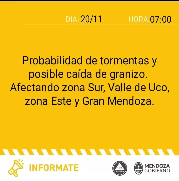 Alerta emitida por Defensa Civil.