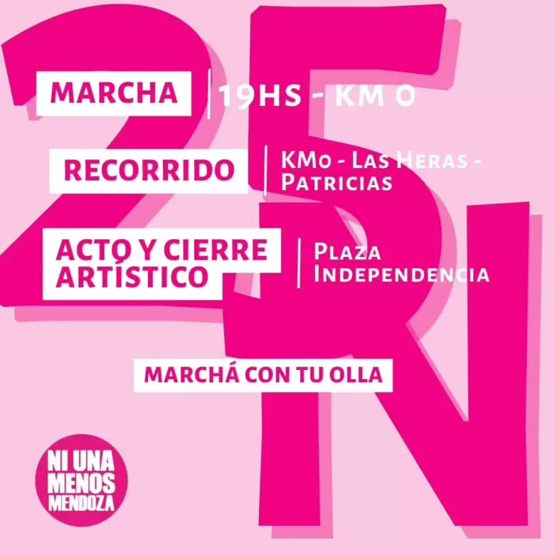 Marcha 25N este lunes en Mendoza