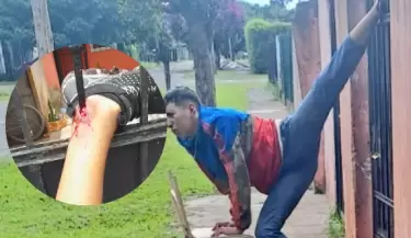 Un ladr�n qued� atrapado en la reja tras intentar robar en una casa de San Migue