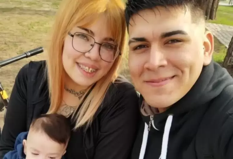 Magalí con Diego, la víctima del fatal accidente, y su bebé Luka.