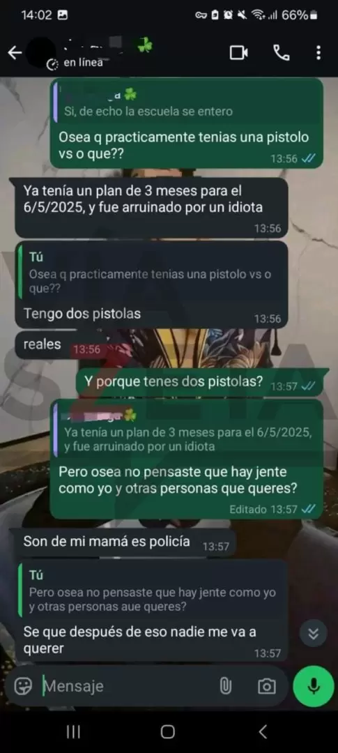 Los chats de la menor que quer�a llevar a cabo un tiroteo en su escuela de Florencio Varela.
