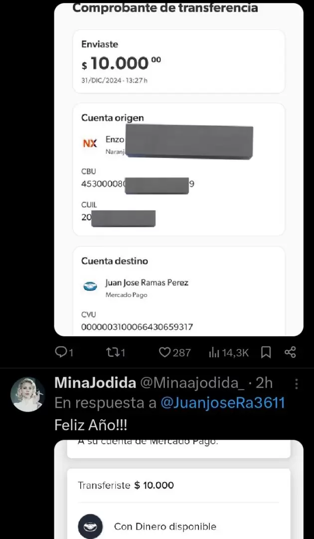 Las donaciones recibidas que publicaron otros usuarios.