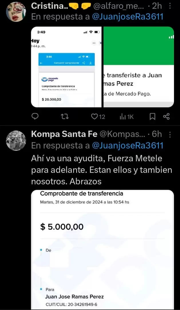 Las donaciones recibidas que publicaron otros usuarios.
