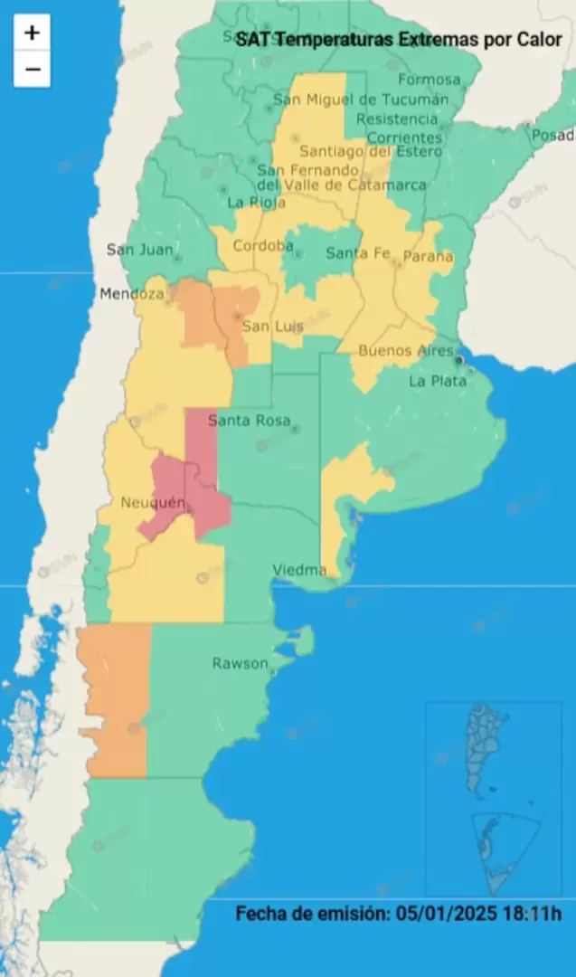 Alerta emitida por el SMN