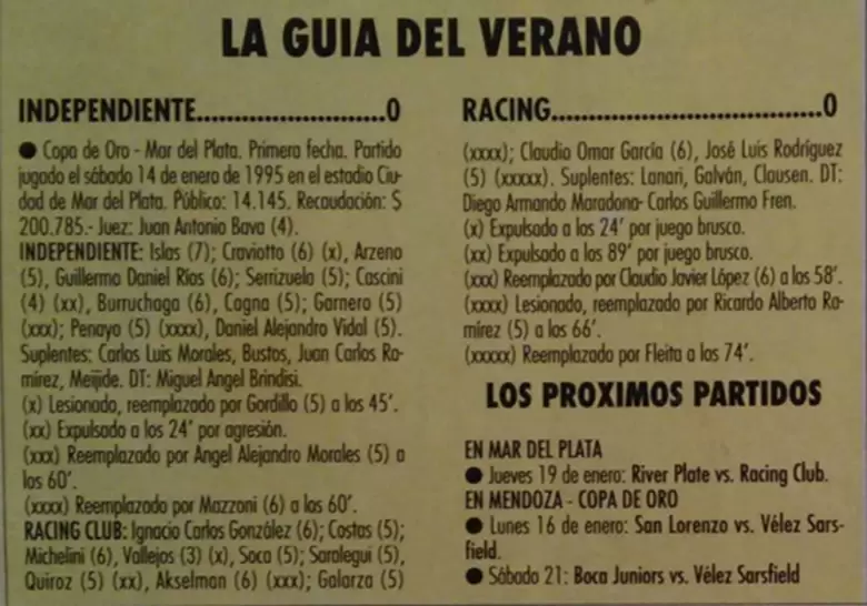 MARADONA DEBUT RACING