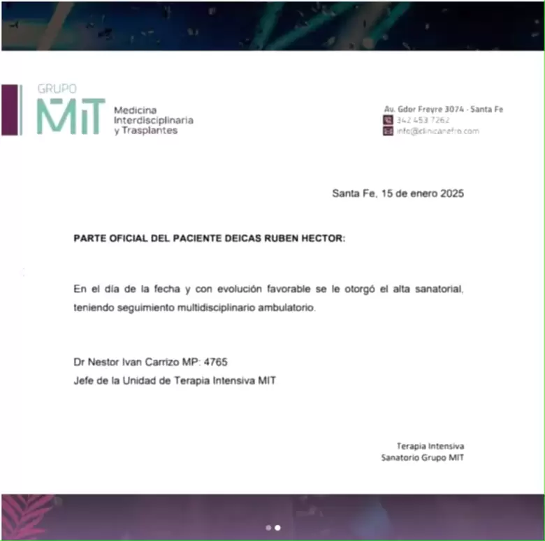 Parte medico Cacho Deicas