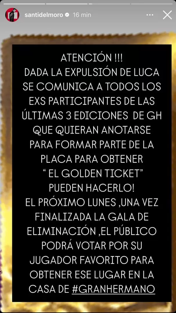 historia de instagram de santiago del moro