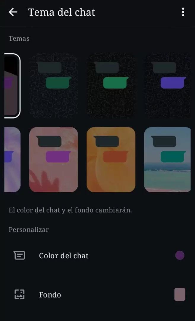 Personalizar chats