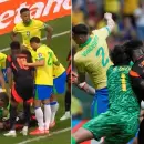 (Video) El escalofriante choque de cabezas entre Davinson Sánchez y Alisson en Brasil-Colombia