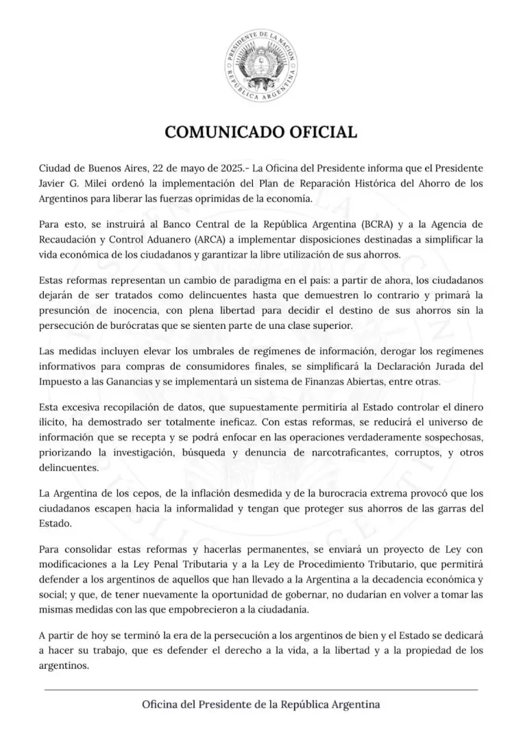 comunicado d�lares del colch�n