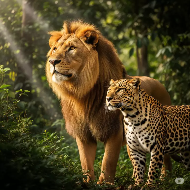 leon y leoparda