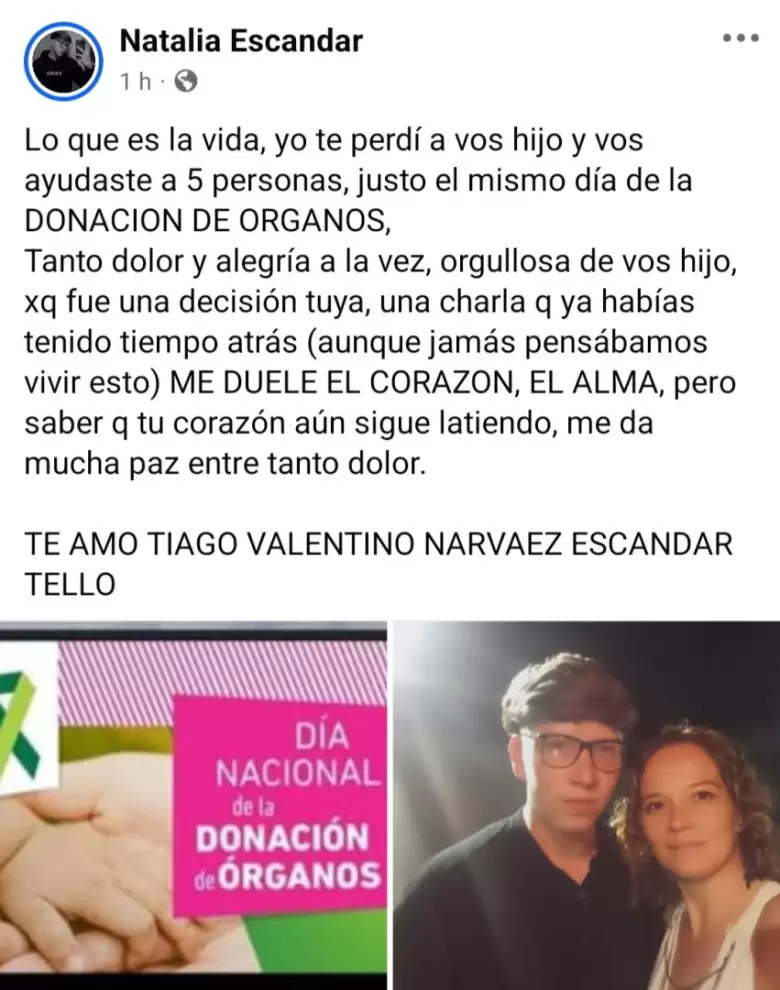 Posteo, madre del joven fallecido en Tunuyán