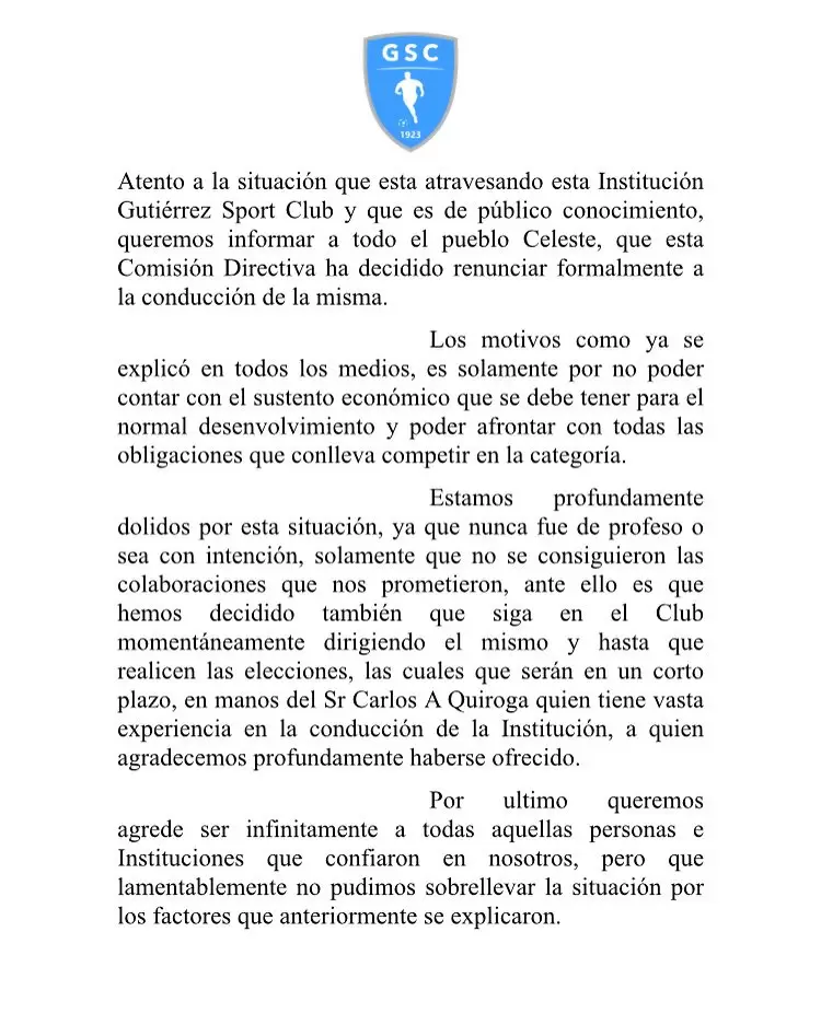 comunicado gutiérrez