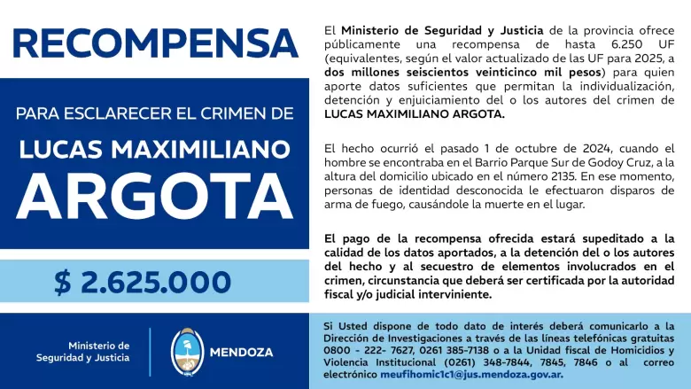 recompensa argota crimen godoy cruz