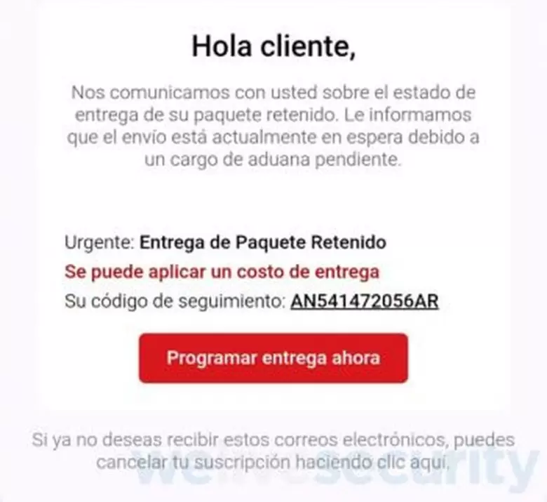 Nueva estafa correo