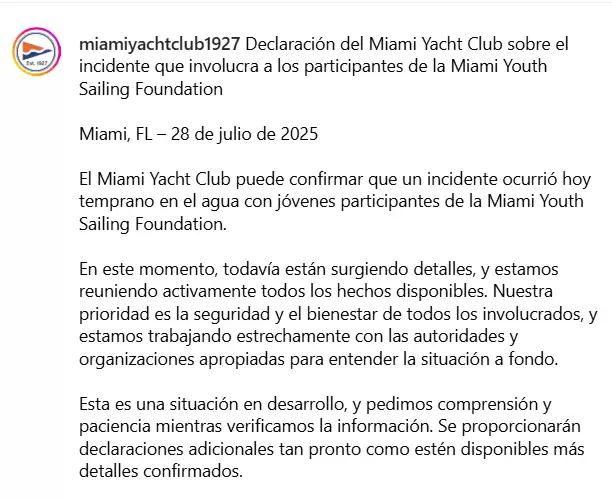 comunicado miami yacht club