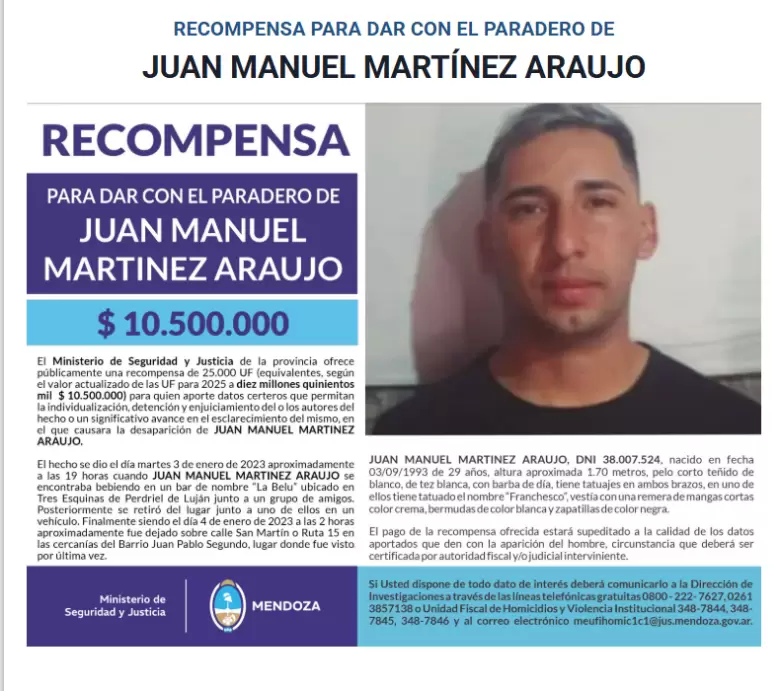 juan Manuel Mart�nez, desaparecido en Mendoza