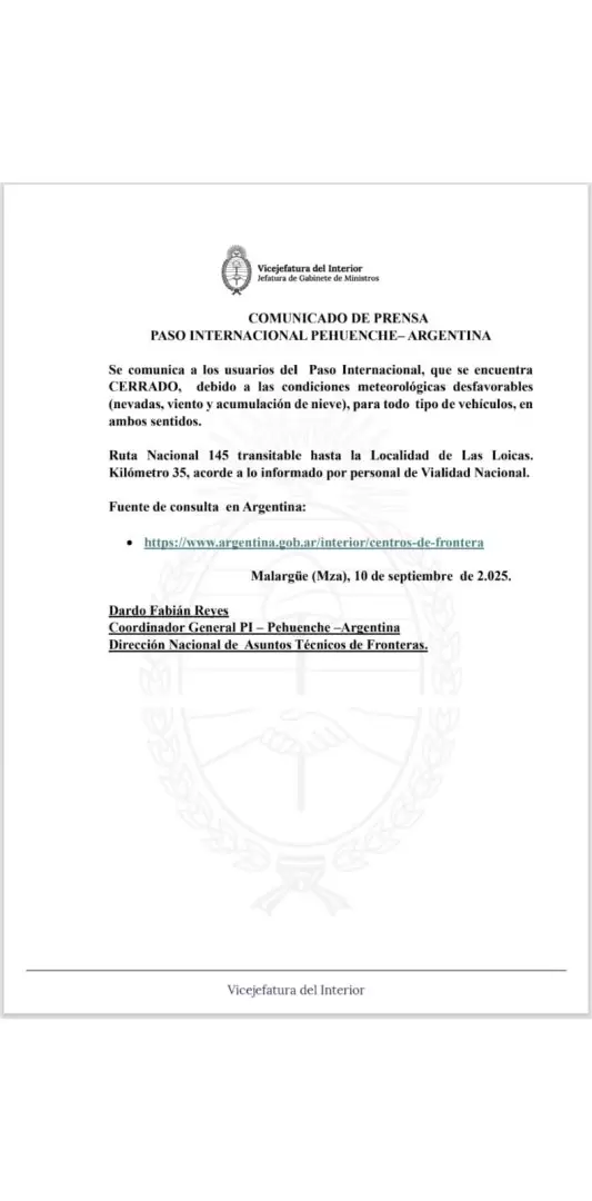 paso pehuenche 10 de septiembre