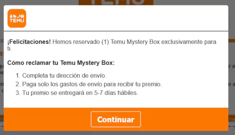 Estafa en TEMU
