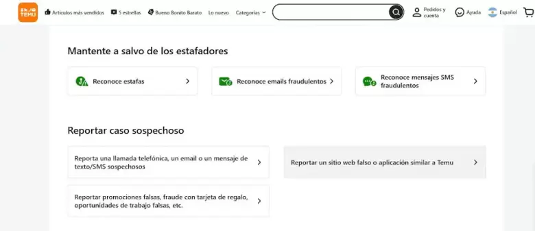 Estafa en TEMU