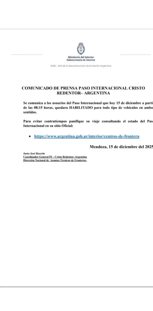 paso a Chile 15 de diciembre