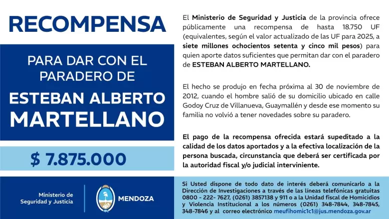 recompensa Esteban Alberto Martellano