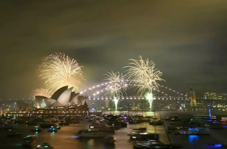 Año nuevo fuegos artificiales