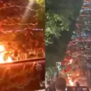 Fuerte reacción de Ulpiano Suarez por el incendio del pino de Navidad de la Peatonal durante una marcha antiminera