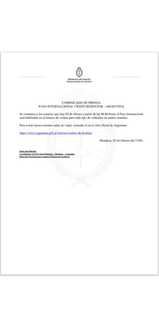 paso a Chile 2 de febrero