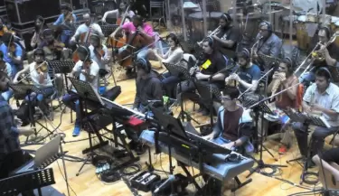 M�sicos en pleno ensayo de la Fiesta Nacional de la Vendimia