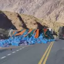 (Video) Volc� un cami�n en la ruta 7, cerca del t�nel 11: el chofer qued� atrapado y herido