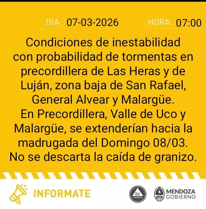 alerta amarilla 7 de marzo